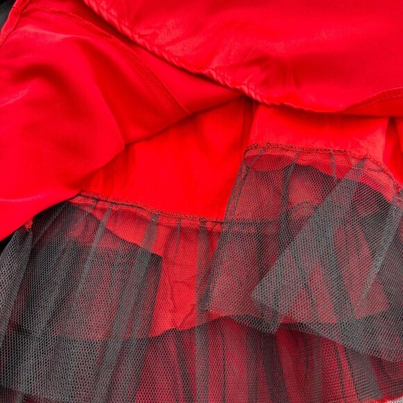 Hearts & Roses Halter Red Dress Black Bow & Tulle Underskirt Size 14 Whimsigoth - Picture 10 of 13